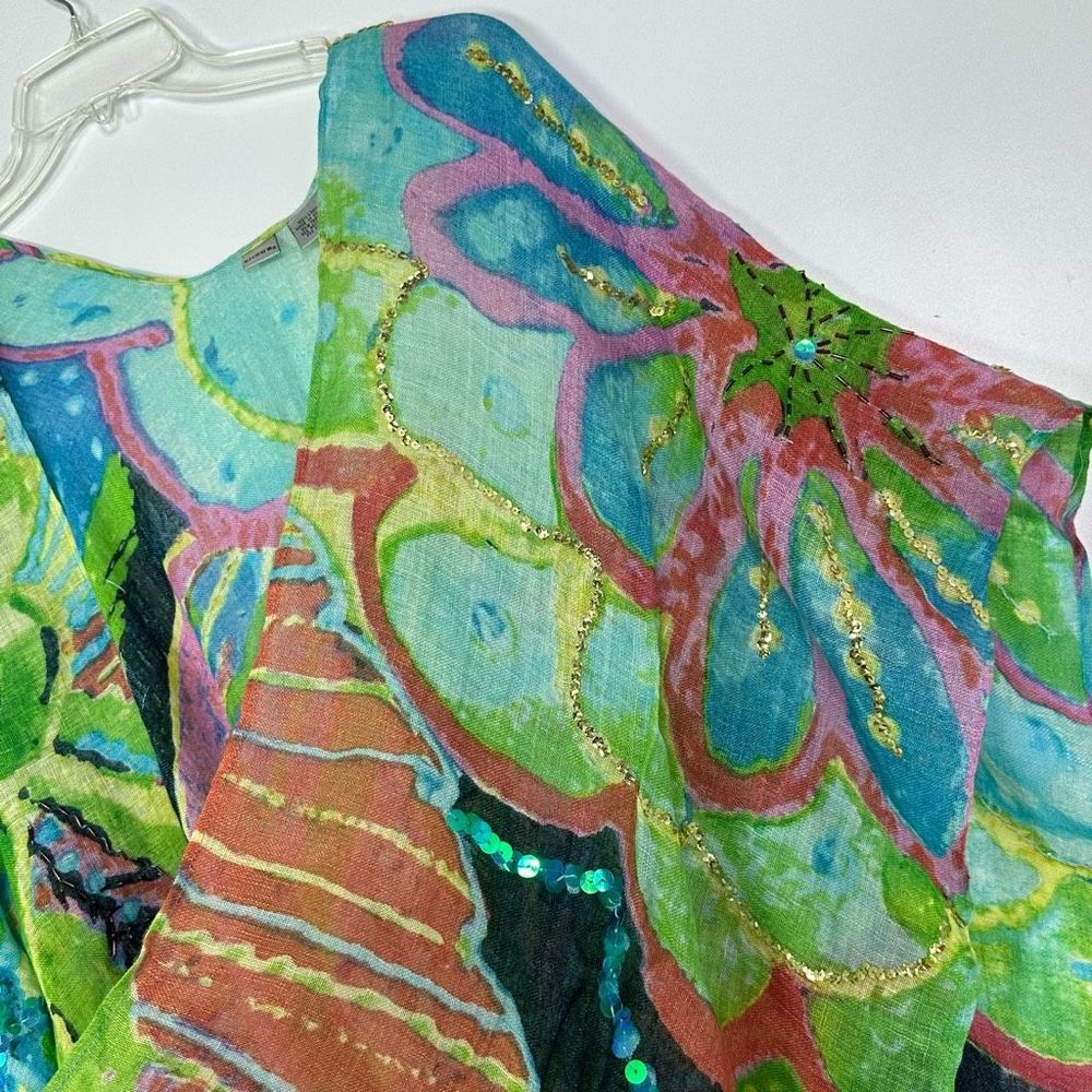 Chico's Multicolor Linen Artistic Wrap - Picture 11 of 14